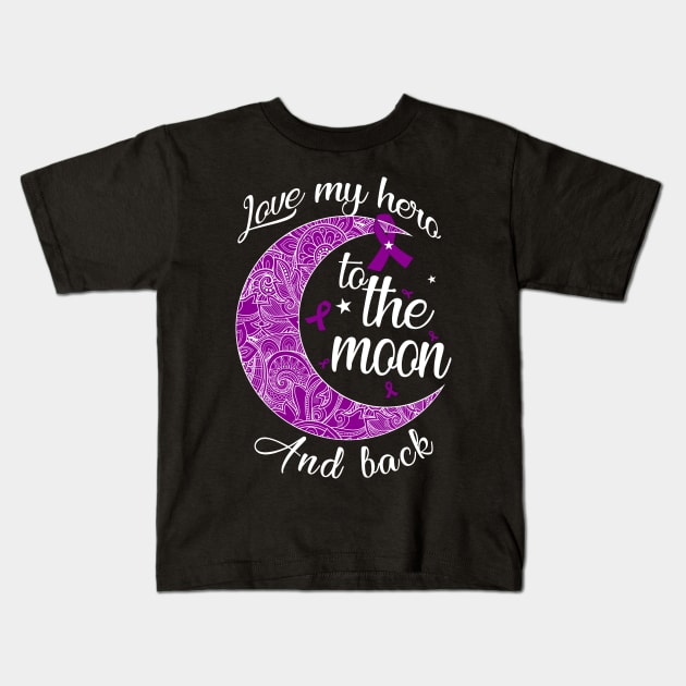 love pancreatic cancer hero to the moon Kids T-Shirt by TeesCircle